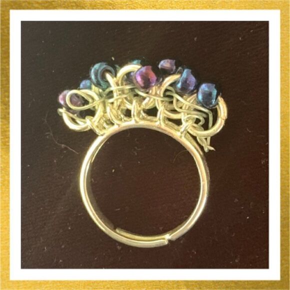 3/$20 Handmade COCKTAIL Statement BEADED Silver HAND CRAFTED Ring - Picture 1 of 2